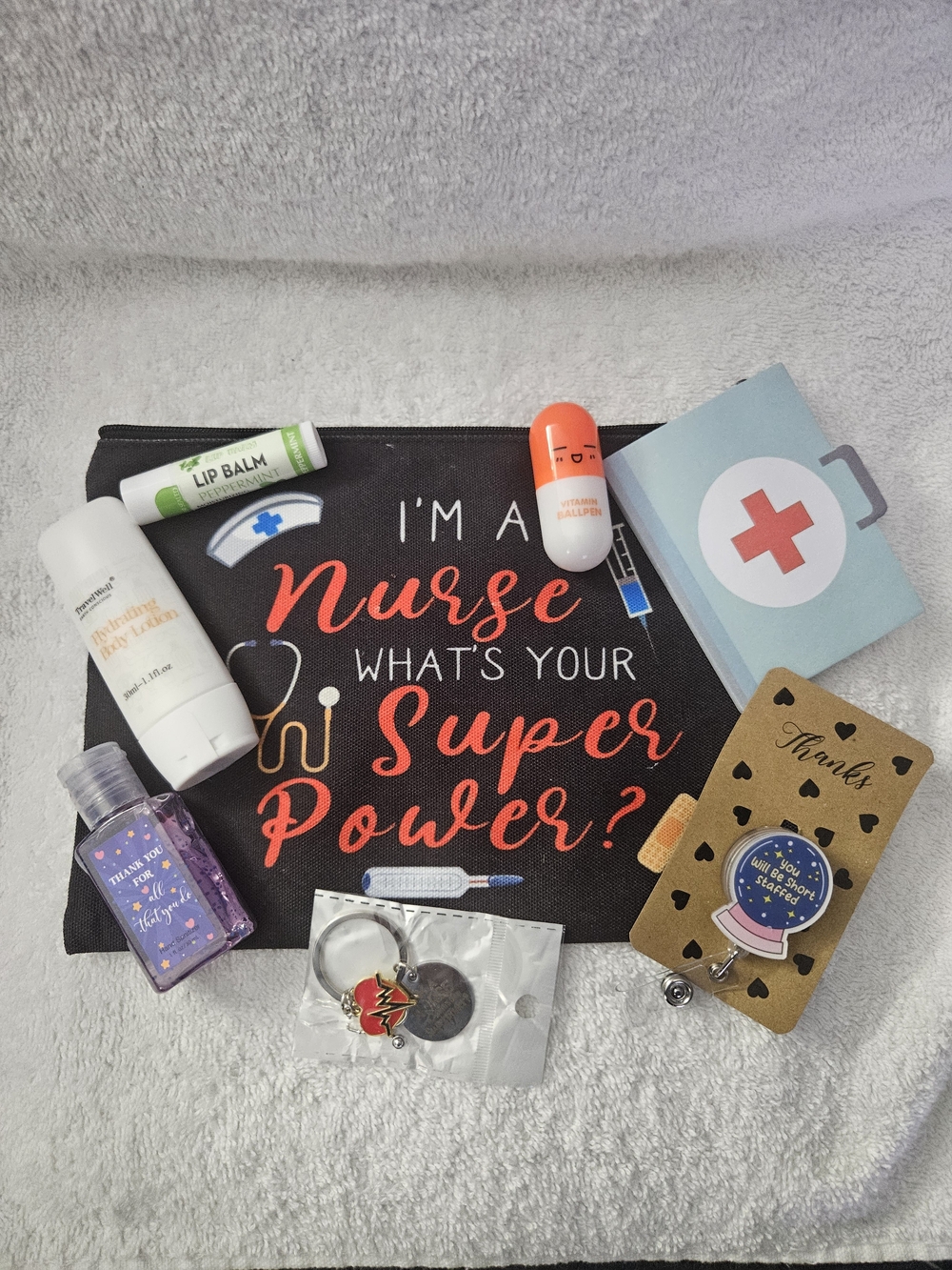 Funny Nurse Gift Set Bag: Keychain Badge Reel Medical Assistant Thank You Gifts